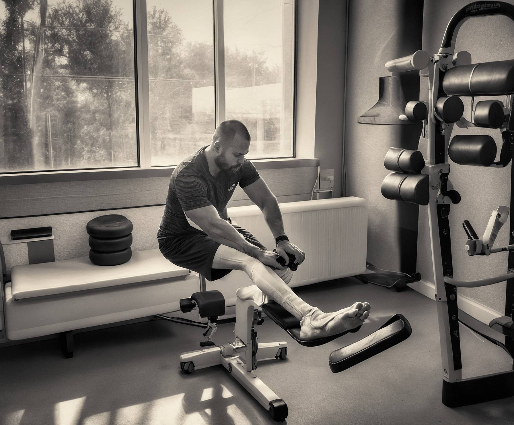 Atleta en proceso de rehabilitación física.